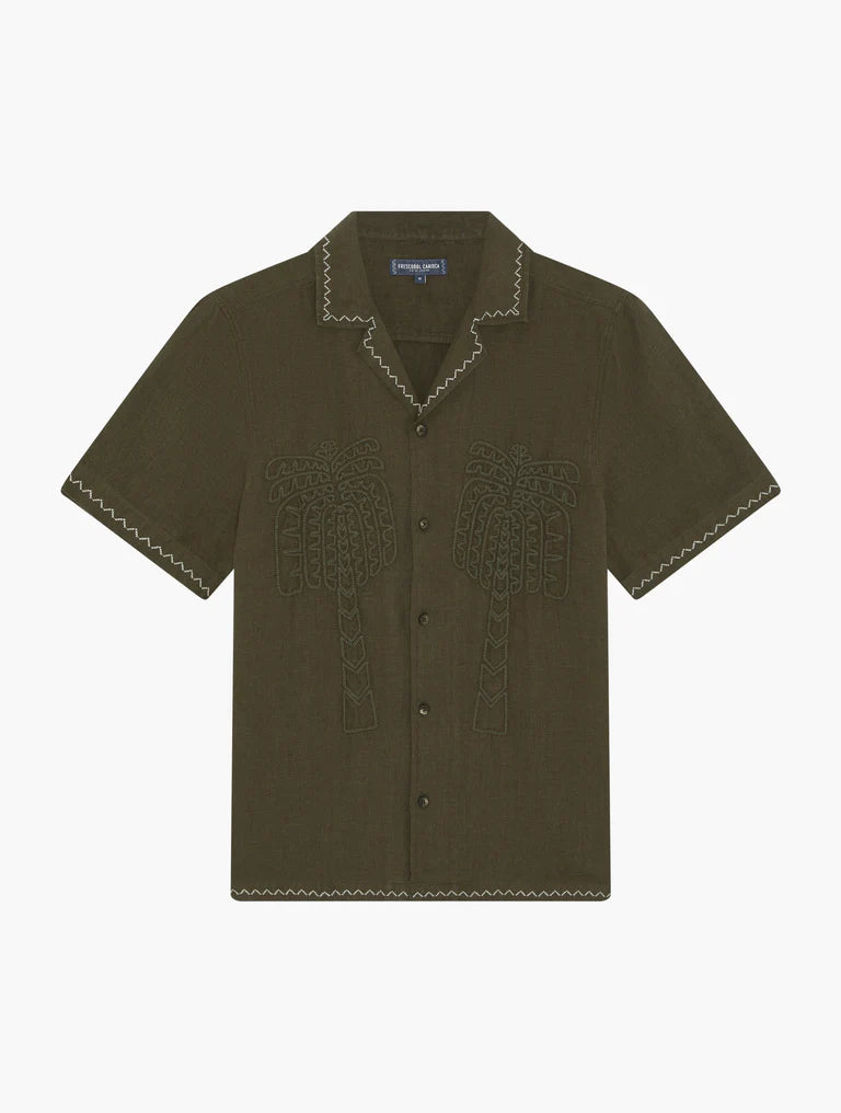 Frescobol Carioca Flavio Palmeira Embroidered Linen Shirt