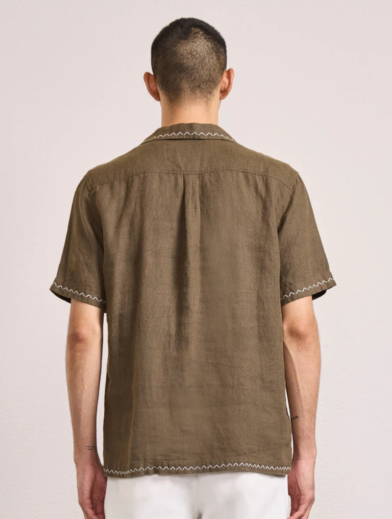 Frescobol Carioca Flavio Palmeira Embroidered Linen Shirt