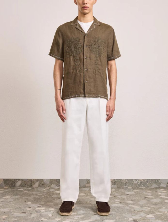 Frescobol Carioca Flavio Palmeira Embroidered Linen Shirt