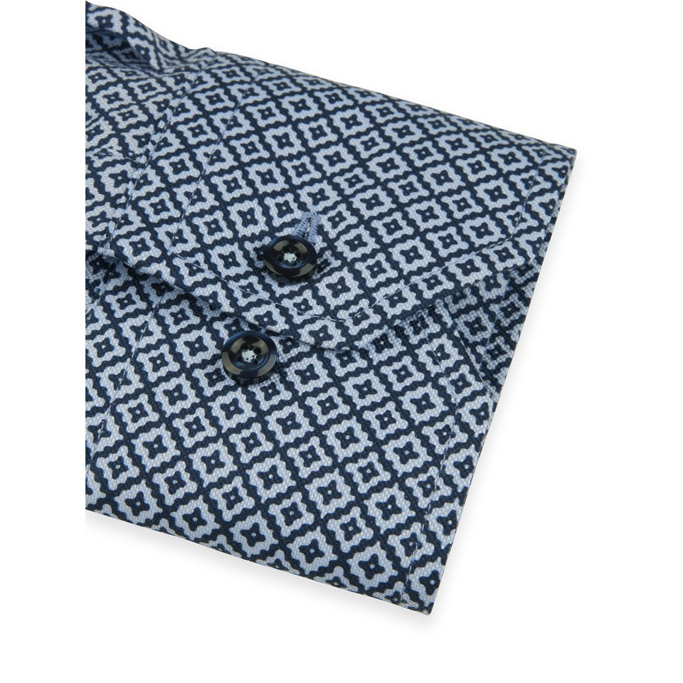 Stenstroms Blue Patterned Oxford Shirt