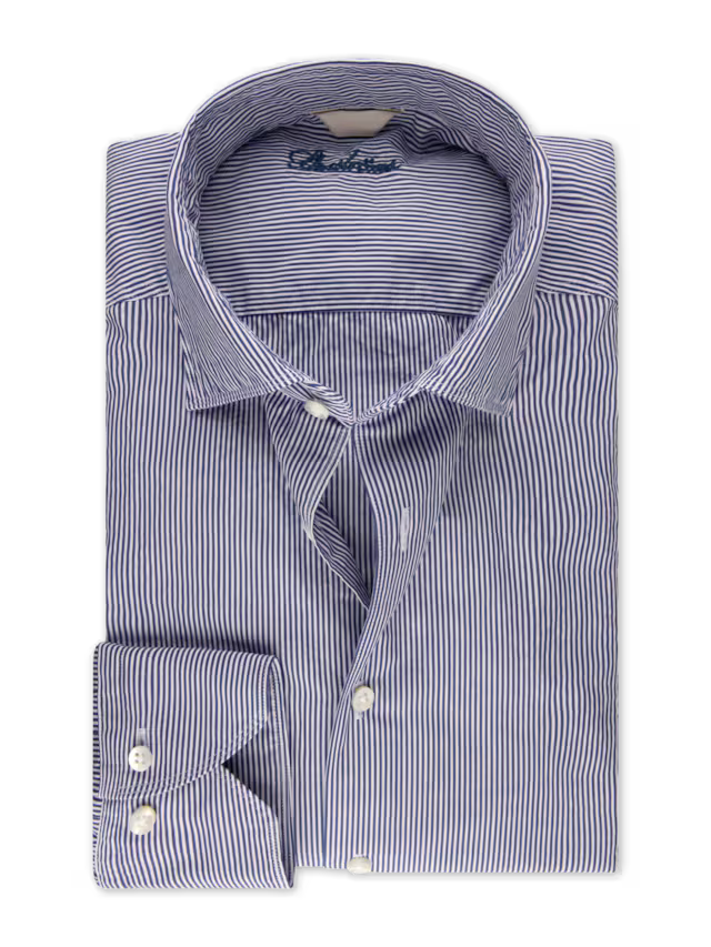 Stenstroms Slimline Cotton Poplin Stripe Shirt