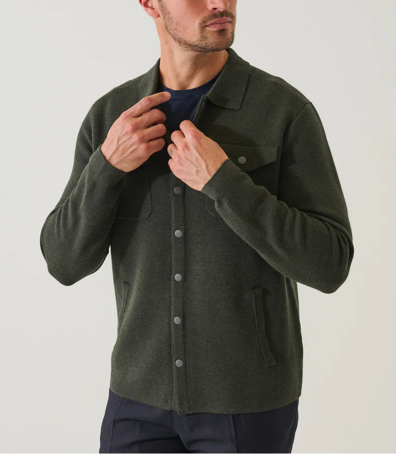 Patrick Assaraf Wool Milano Snap Front Overshirt