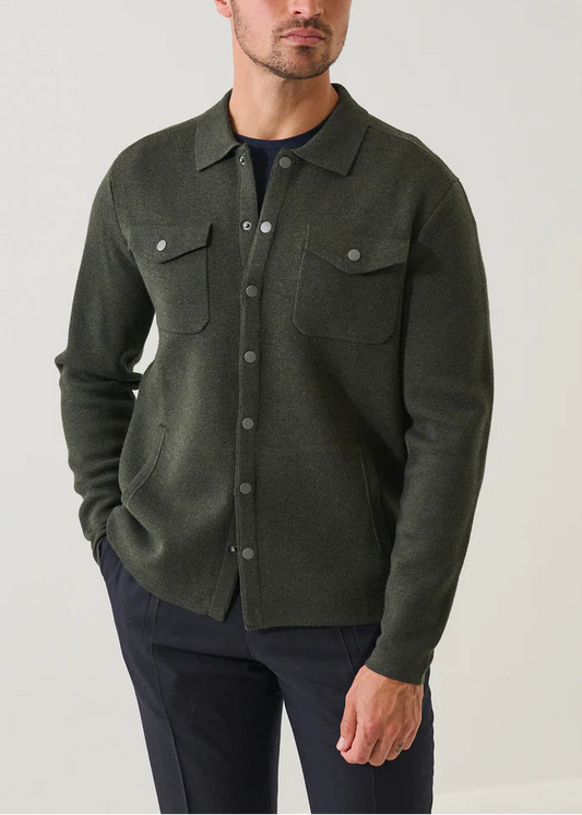 Patrick Assaraf Wool Milano Snap Front Overshirt