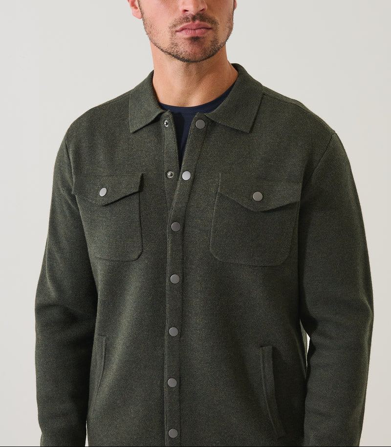 Patrick Assaraf Wool Milano Snap Front Overshirt