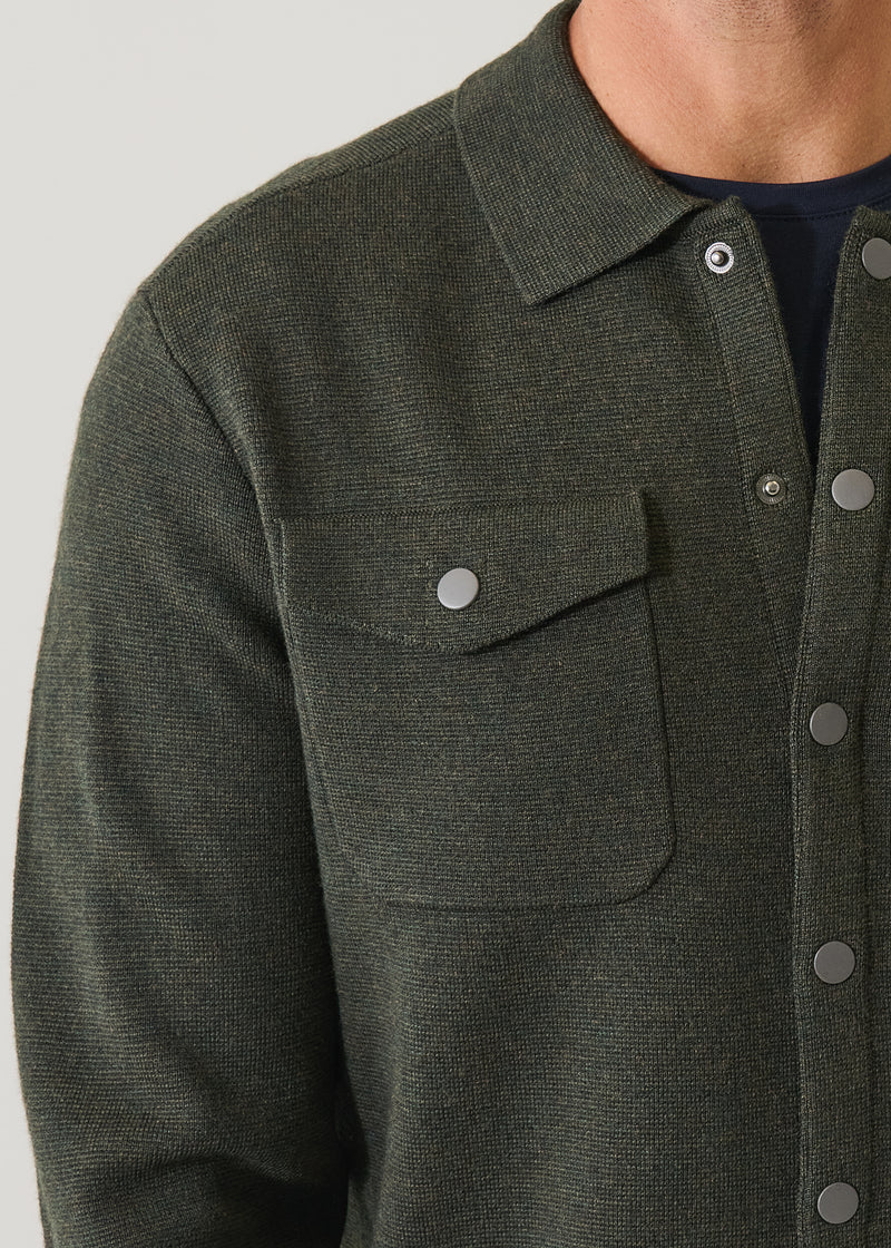 Patrick Assaraf Wool Milano Snap Front Overshirt