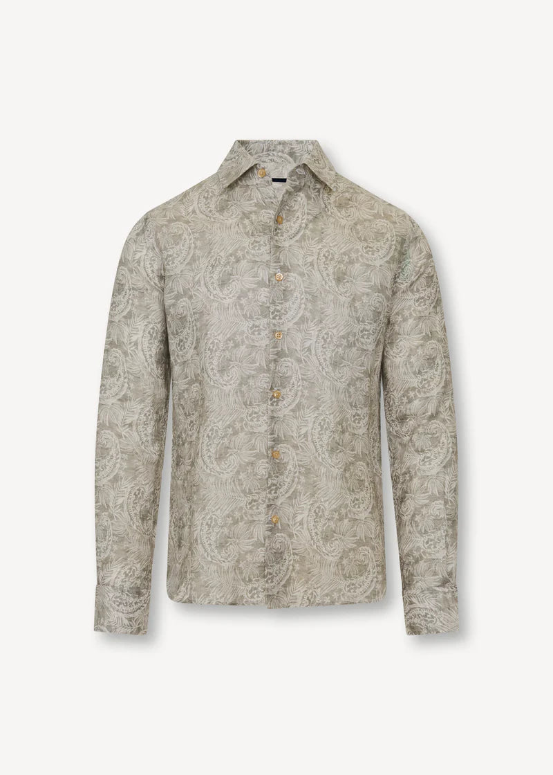 Patrick Assaraf Paisley Print Linen Shirt