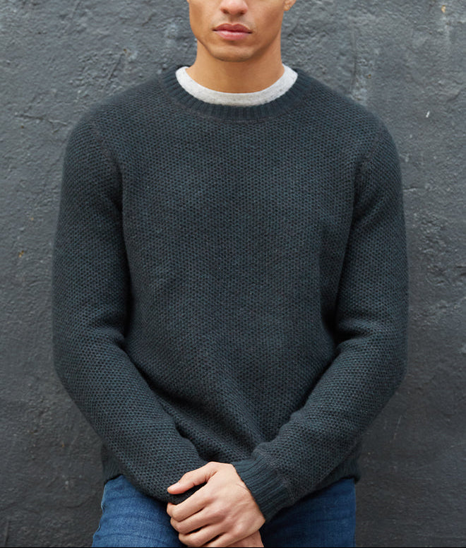 Autumn Cashmere Reversible Honeycomb Crew Neck Sweater