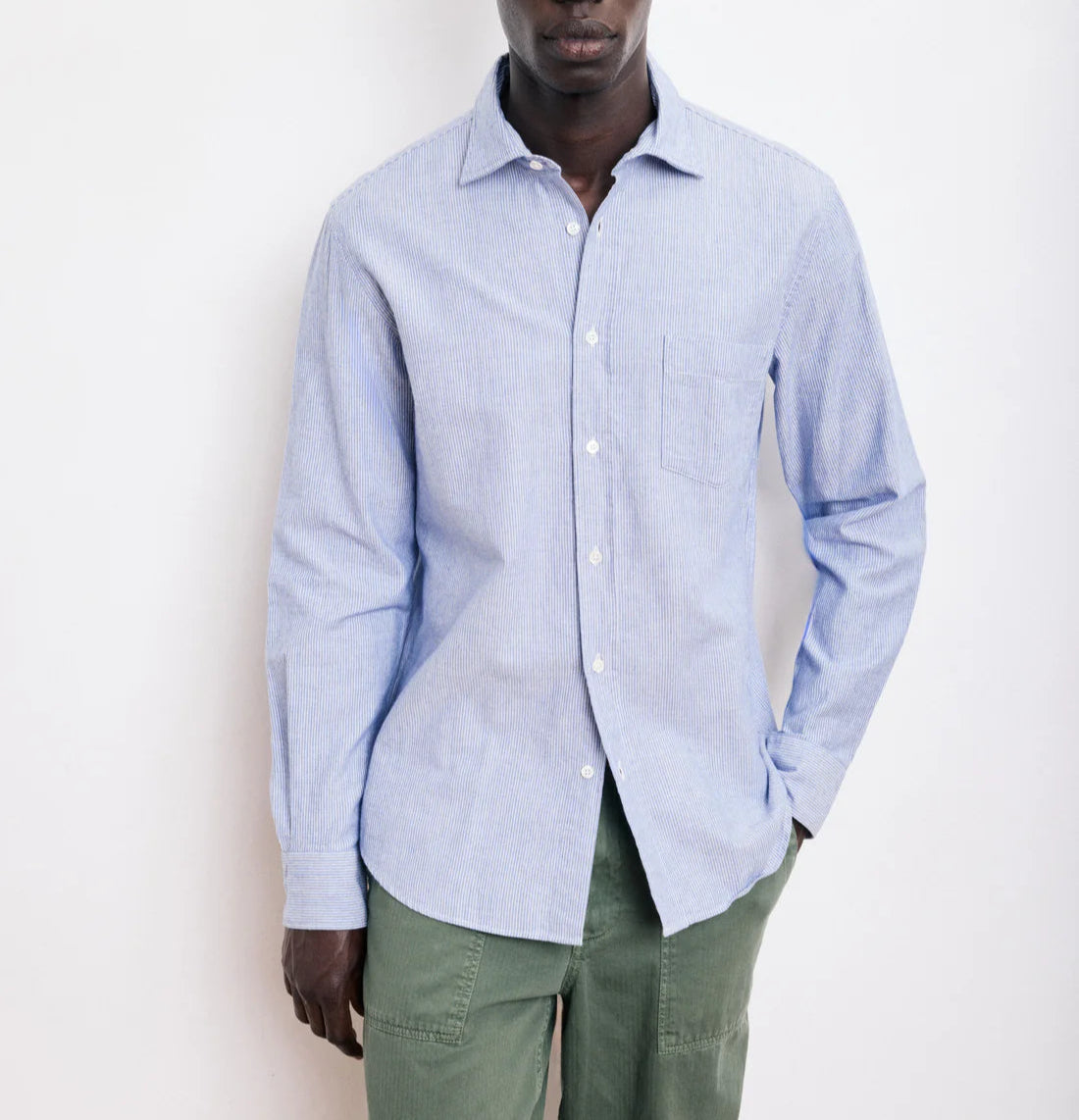Hartford Paul Cotton Flannel Pinstripe Shirt
