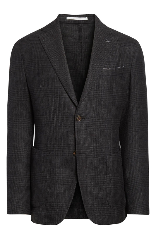 Eleventy Glen Plaid Wool Blend Blazer