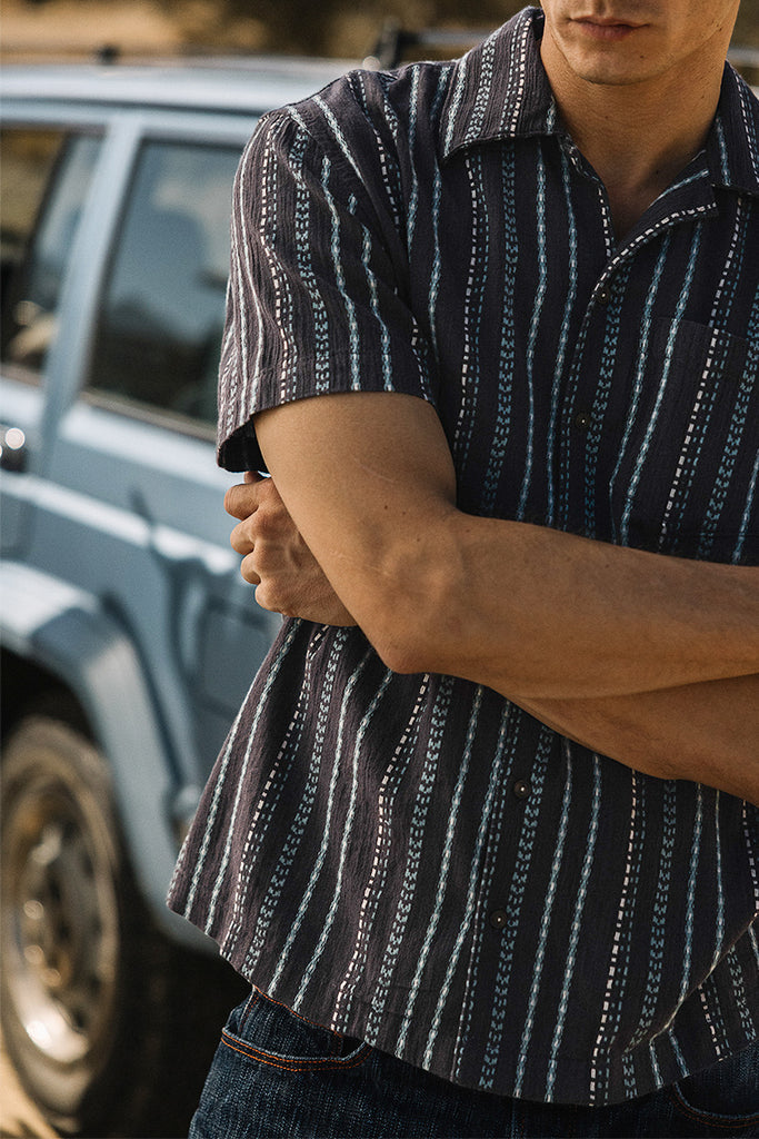 Hiroshi Kato The Wrench Gauze Dobby Stripe Shirt