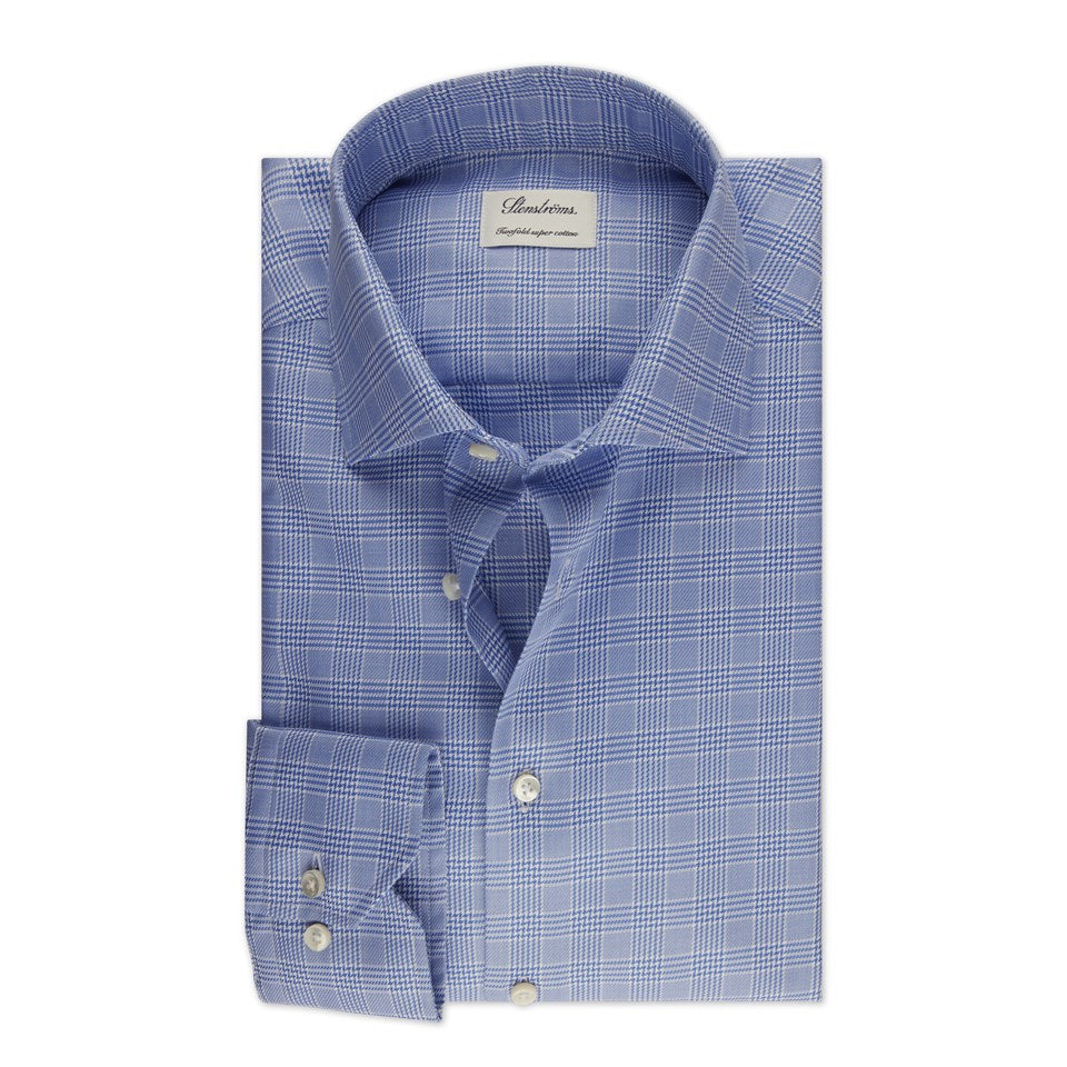 Stenstroms Blue Checked Twill Shirt
