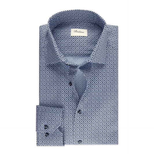 Stenstroms Blue Patterned Oxford Shirt