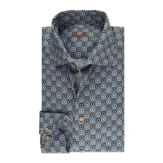 Stenstroms Casual Blue Floral Oxford Shirt