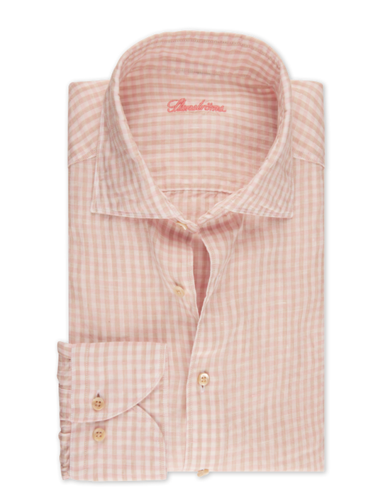Stenstroms Pink Checked Linen Shirt