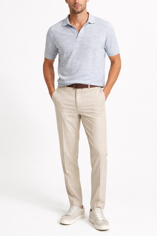 Altea Cotton Linen Open Collar Polo