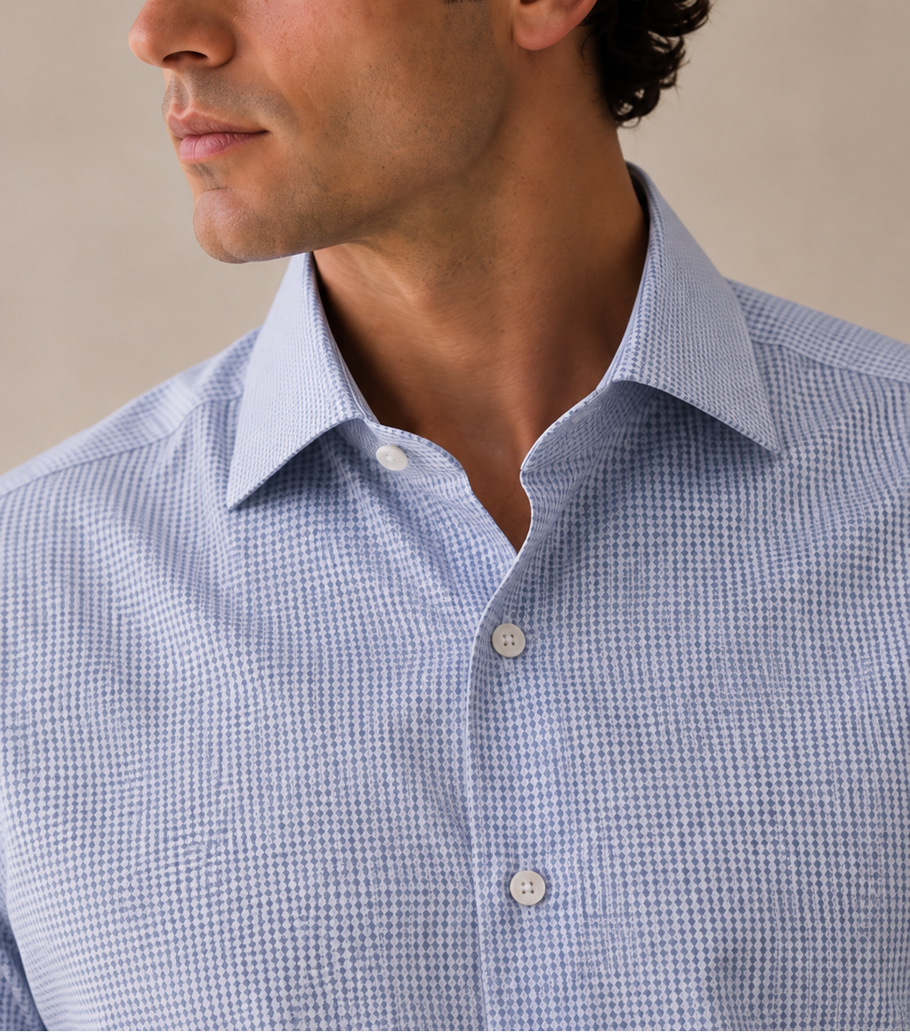 Stenstroms Slim Houndstooth Cotton Shirt