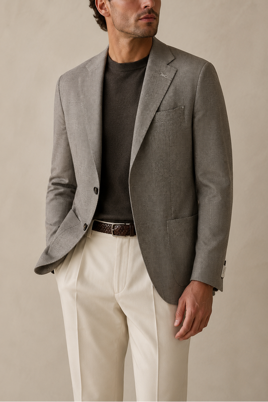 Eleventy Single Breasted Glen Plaid Soft Jacket