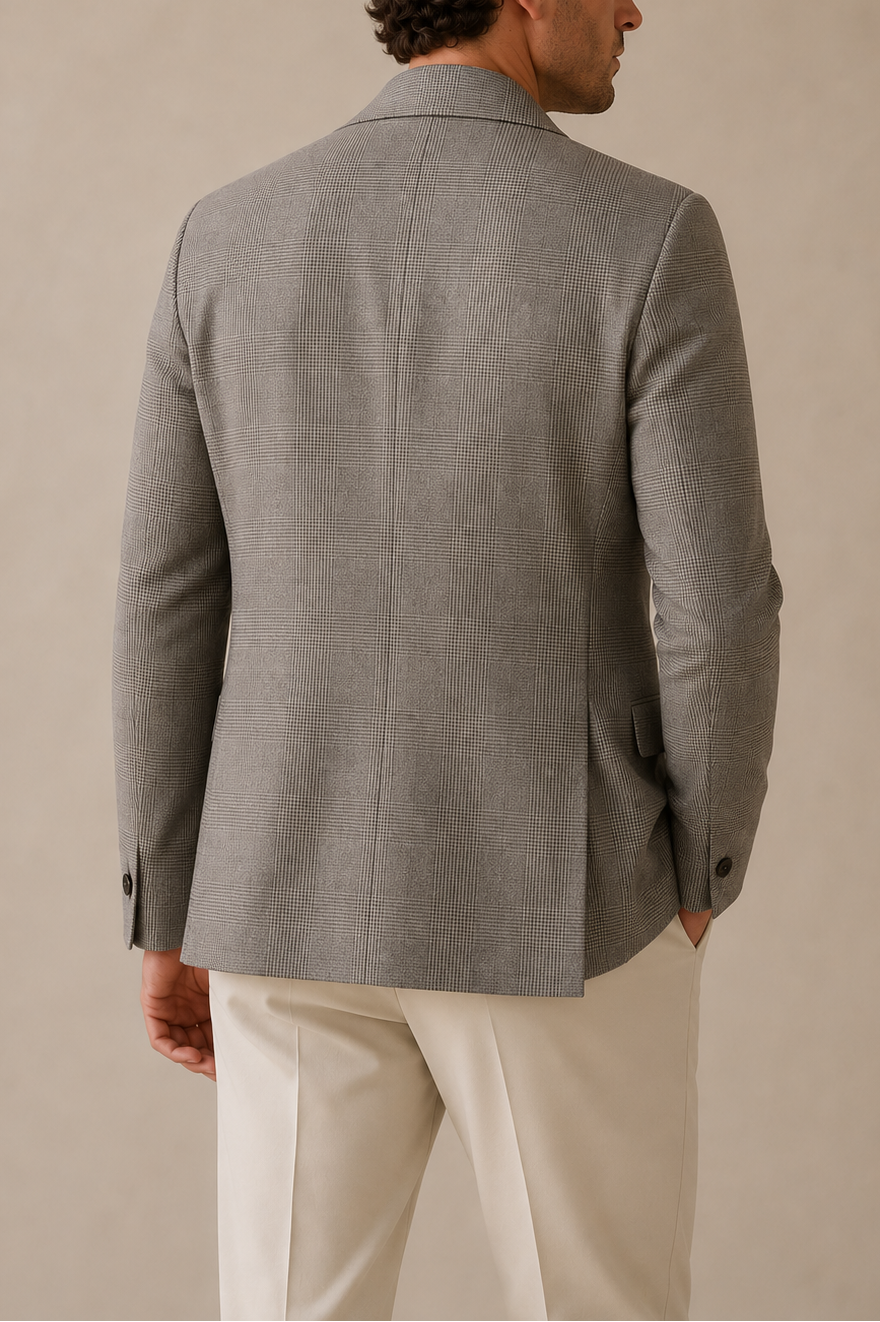 Eleventy Single Breasted Glen Plaid Soft Jacket