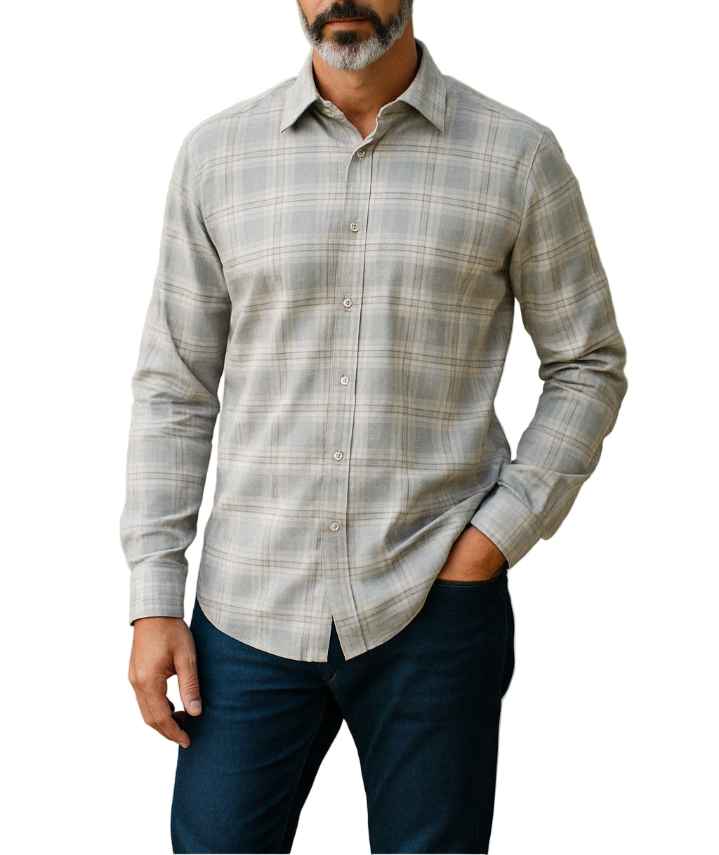 Patrick Assaraf  L/S Plaid Cotton Button Up Shirt