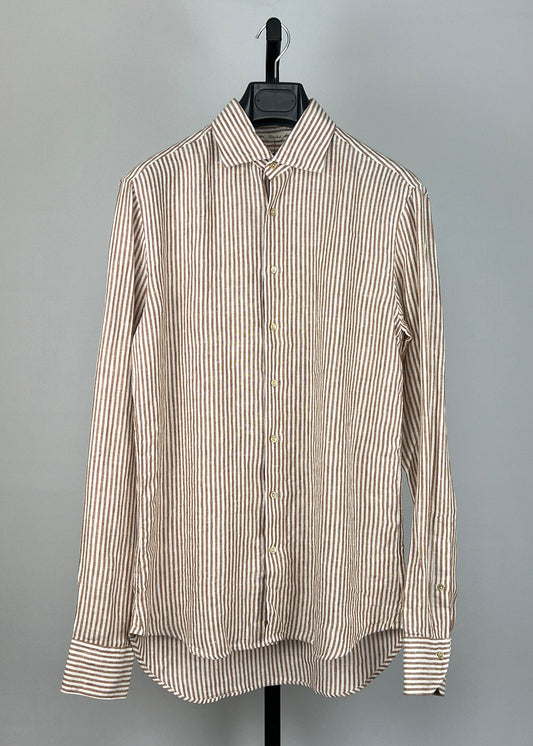 Stenstroms Brown Striped Linen Shirt
