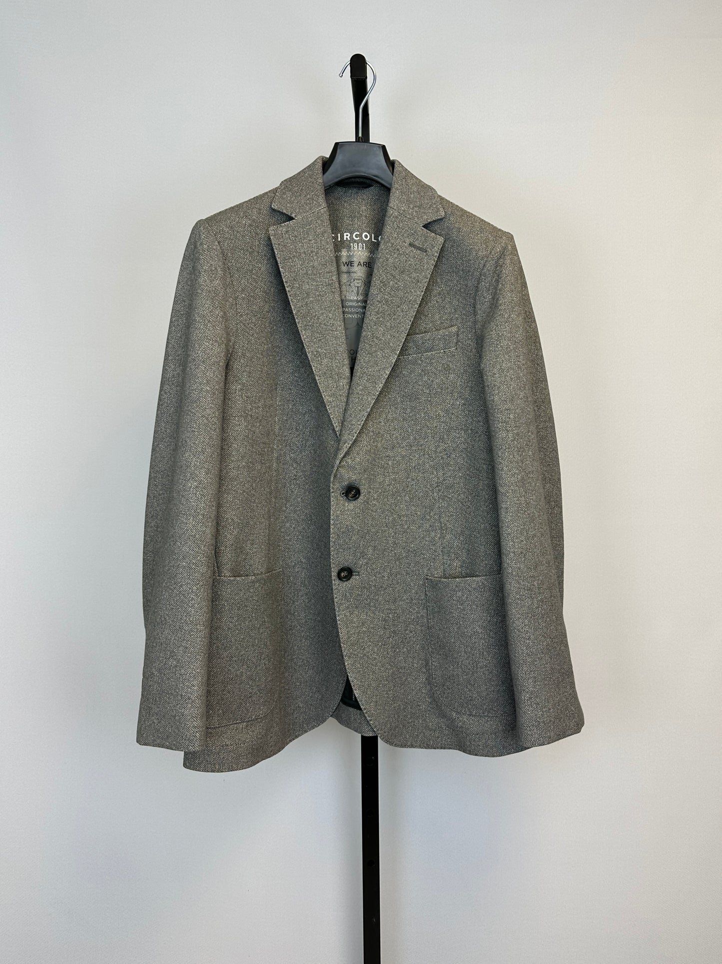 Circolo Herringbone Print Cotton Blazer