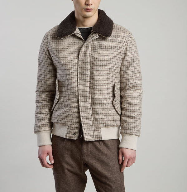 Eleventy Wool Tencel Bomber Jacket