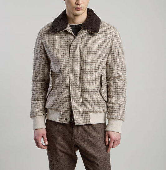 Eleventy Wool Tencel Bomber Jacket