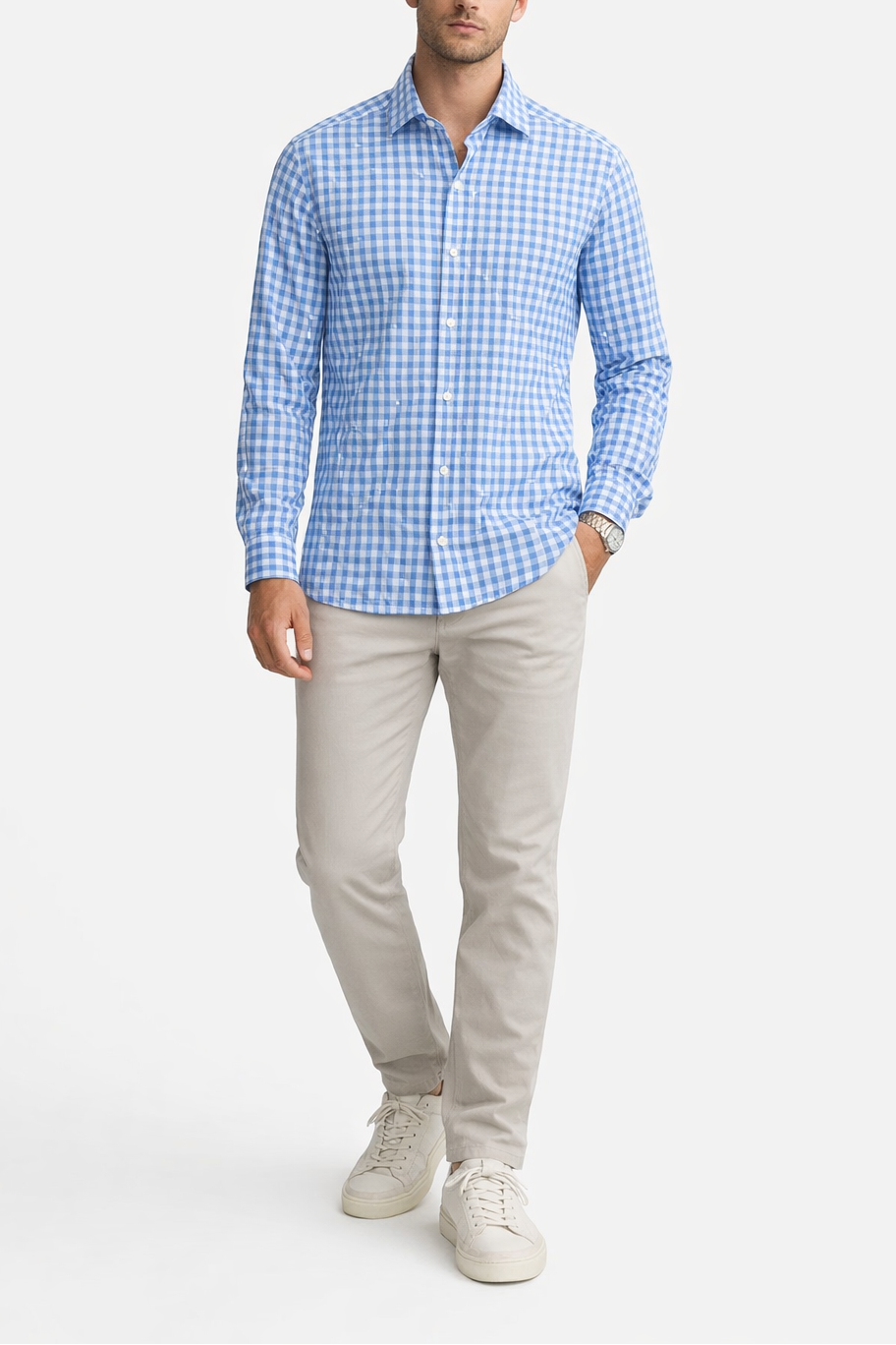 Ordean Linen Gingham Shirt in Indigo