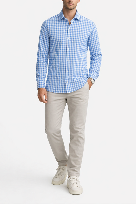 Ordean Linen Gingham Shirt in Indigo
