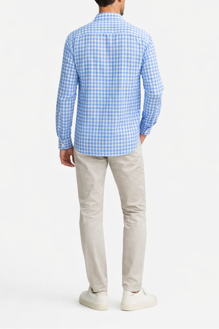 Ordean Linen Gingham Shirt in Indigo 