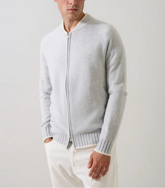 Patrick Assaraf Superfine Lambswool Baseball Bomber Jacket