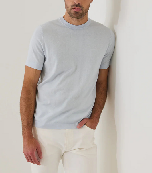 Patrick Assaraf Cotton Blend SS Knit Crew Neck Tee