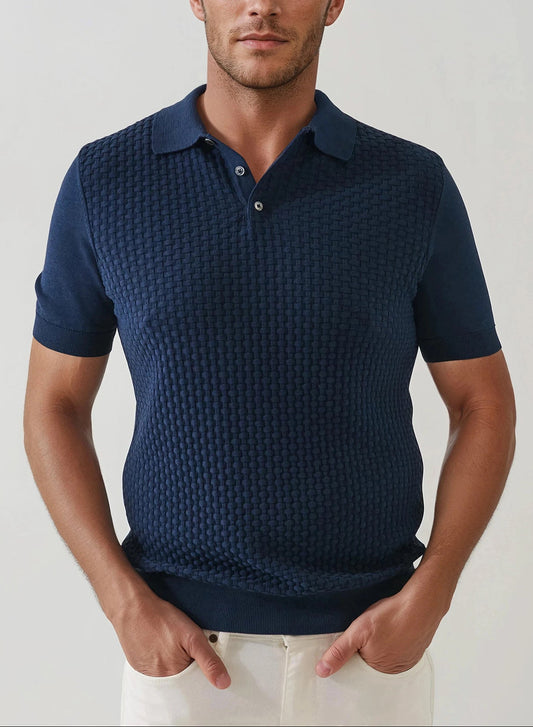 Patrick Assaraf Cotton Blend Basketweave Polo