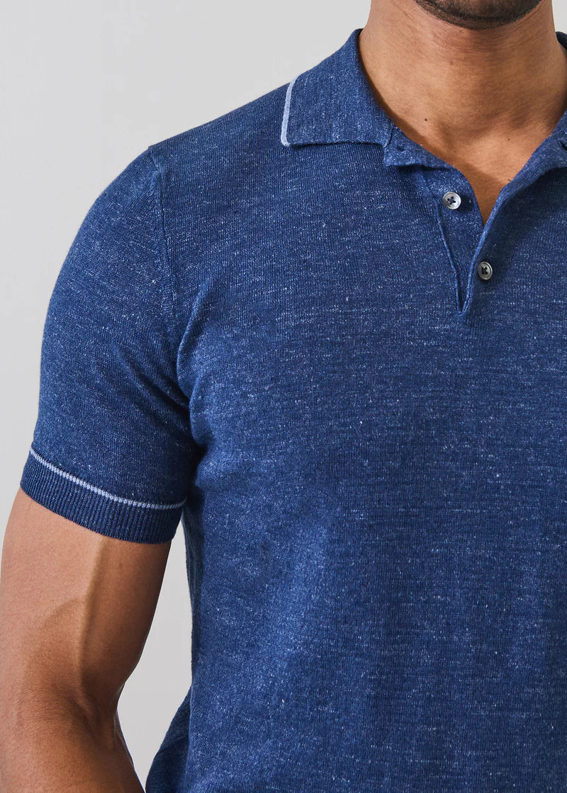 Patrick Assaraf Linen Cotton Tipped KnIt Polo