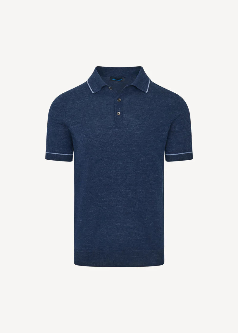 Patrick Assaraf Linen Cotton Tipped KnIt Polo