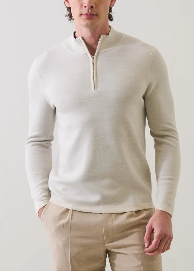 Patrick Assaraf Double Face 1\4 Zip Mock Sweater