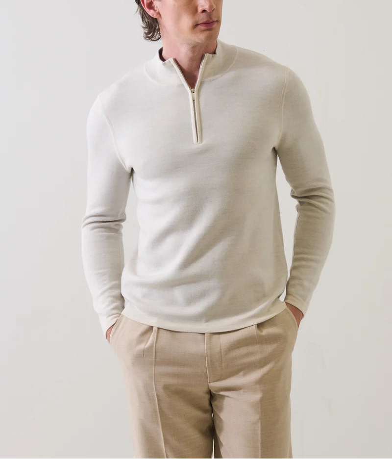 Patrick Assaraf Double Face 1\4 Zip Mock Sweater