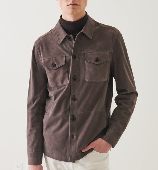 Patrick Assaraf Suede Utility Shirt Jacket