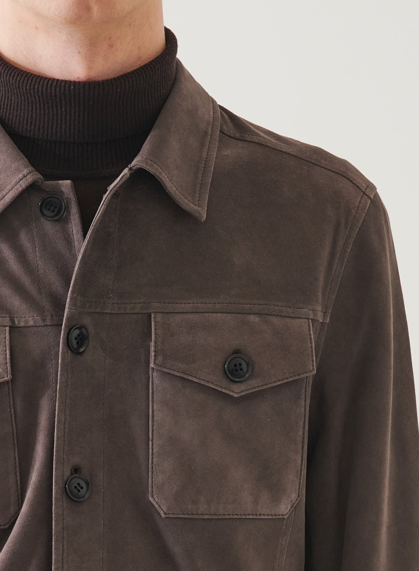 Patrick Assaraf Suede Utility Shirt Jacket