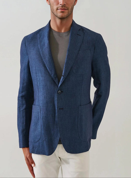 Patrick Assaraf Herringbone Linen Jacket