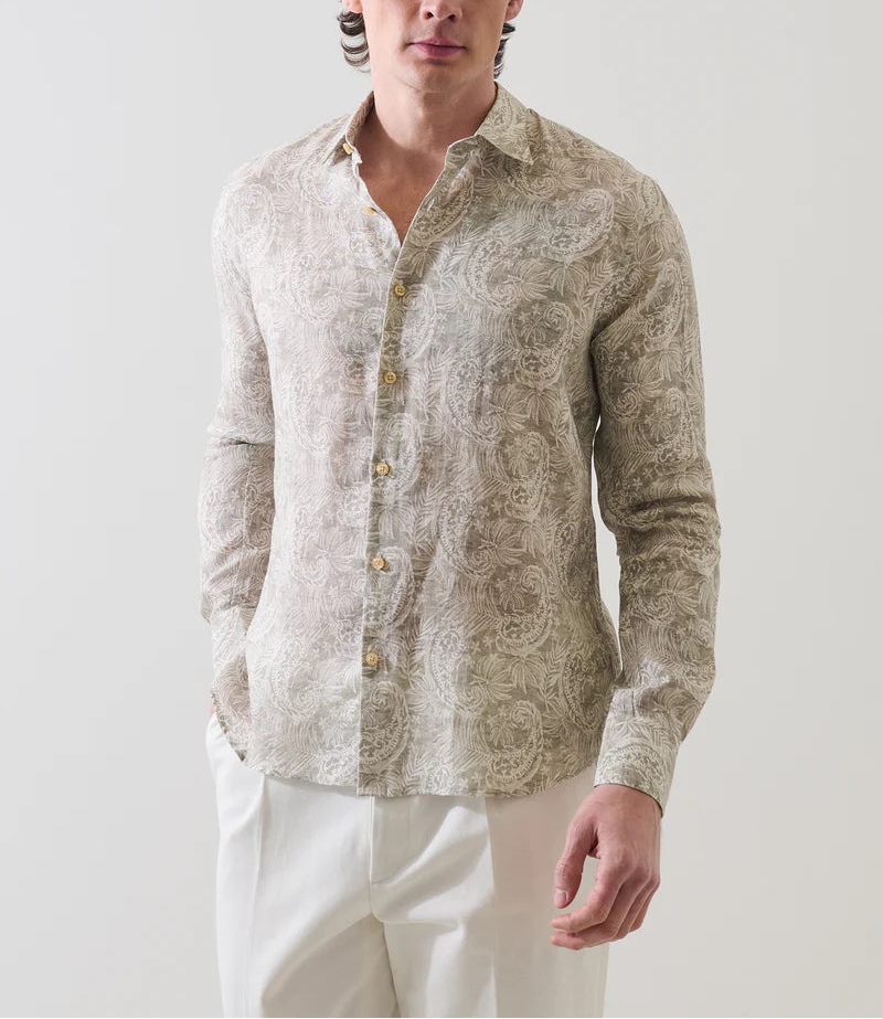 Patrick Assaraf Paisley Print Linen Shirt