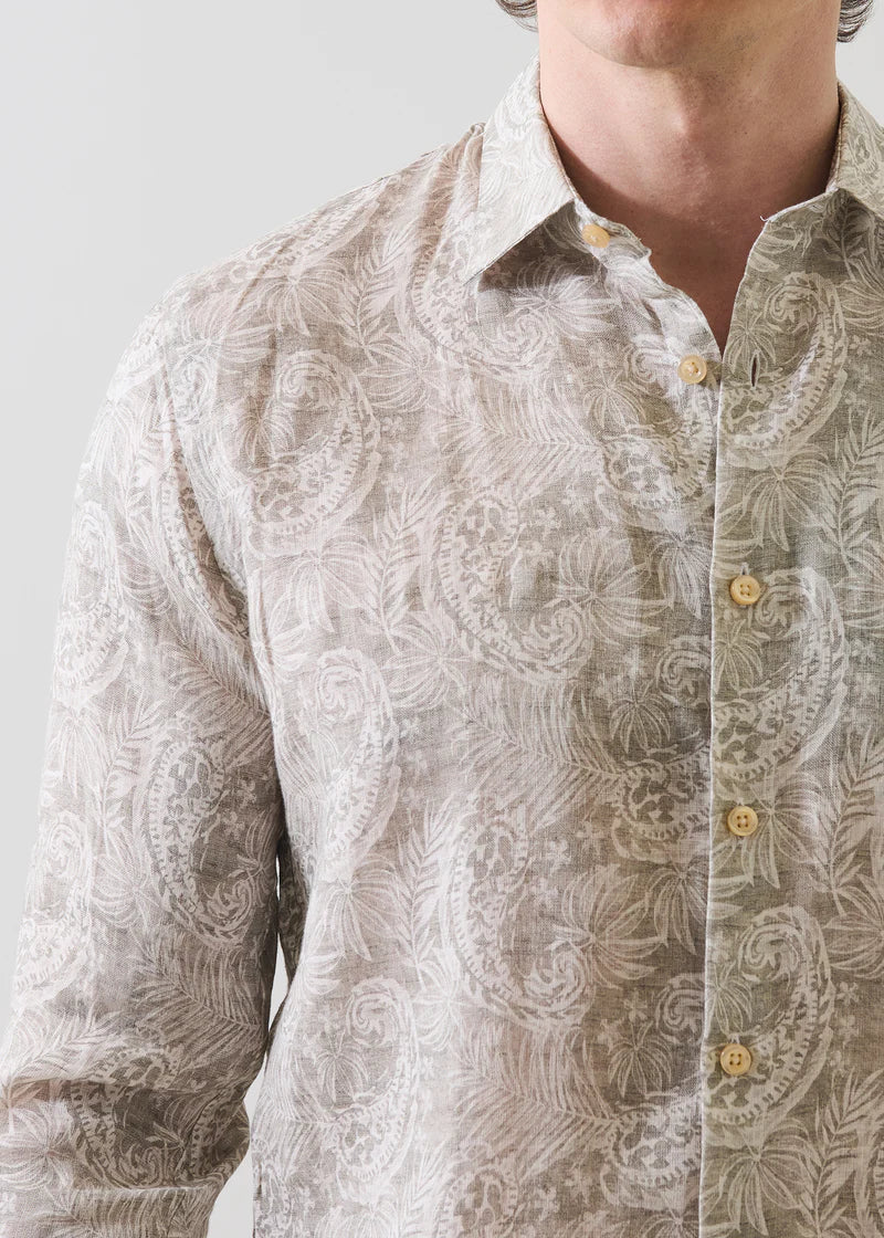 Patrick Assaraf Paisley Print Linen Shirt