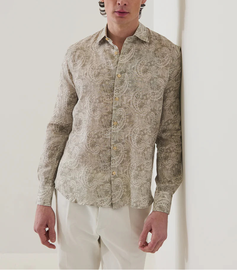 Patrick Assaraf Paisley Print Linen Shirt