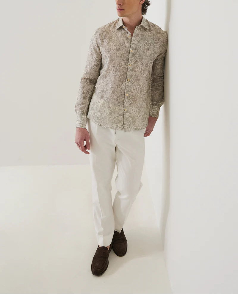 Patrick Assaraf Paisley Print Linen Shirt