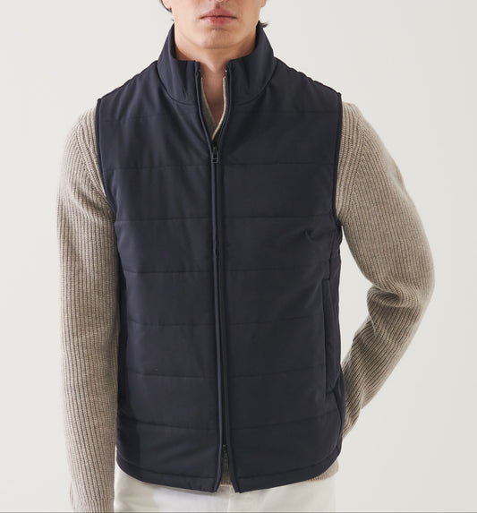 Patrick Assaraf Nucleo Quilted Full Zip Mixed Media Vest