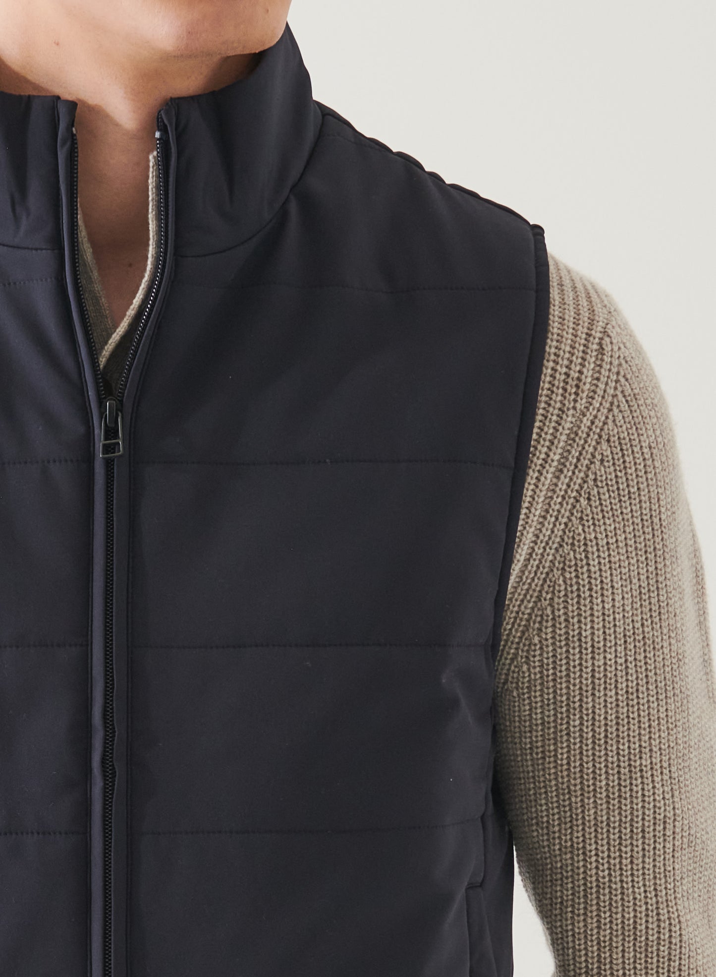 Patrick Assaraf Nucleo Quilted Full Zip Mixed Media Vest