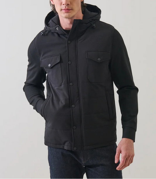 Patrick Assaraf Nucleo Quilted Mix Media Hoodie