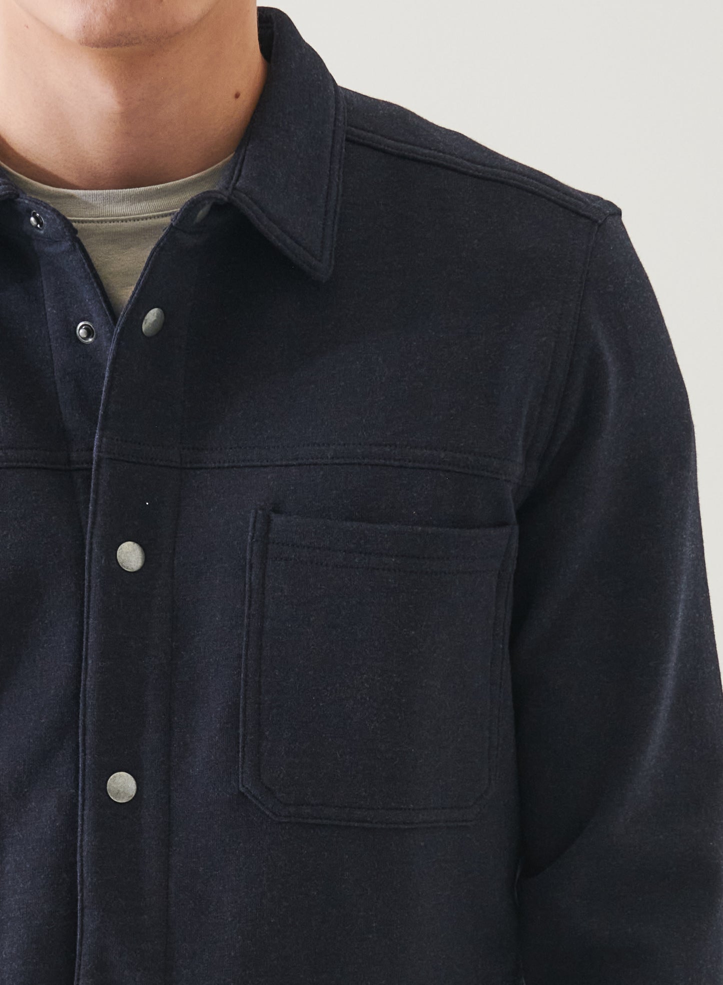 Patrick Assaraf French Terry Snap Front Shirt