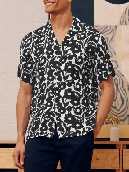 Frescobol Carioca Roberto Perennial Print Linen Shirt
