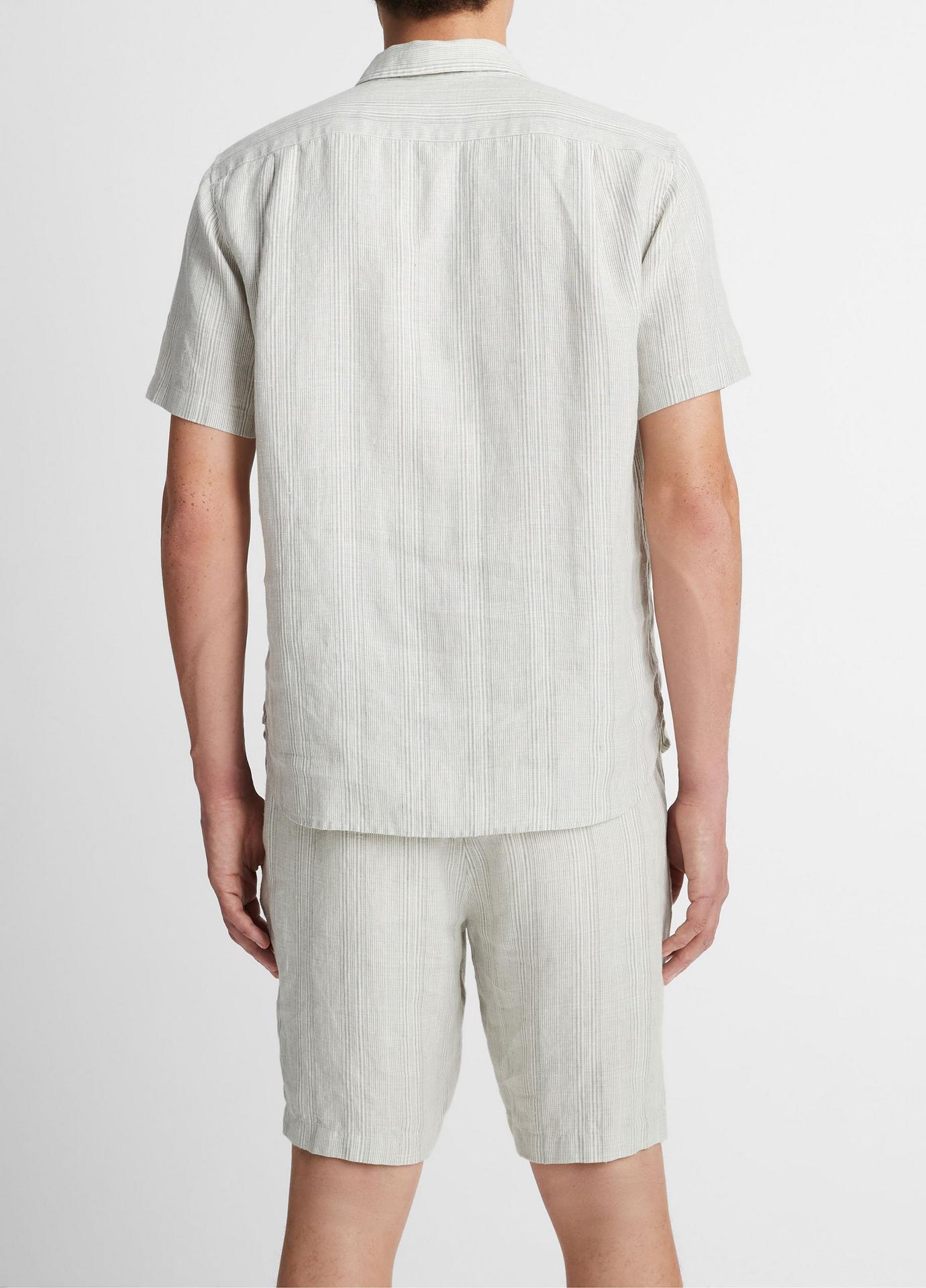 Vince Shadow Stripe Hemp Short-Sleeve Shirt